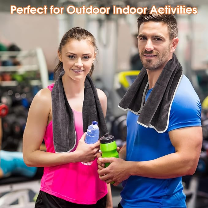 3 Pack Microfiber Gym Towels (14.2" x 30"), Super Soft, Quick Drying, Absorbent Towel for Fitness, Yoga, Swimming, Sports, Workout, Skin-Friendly for Women Men (Grey)