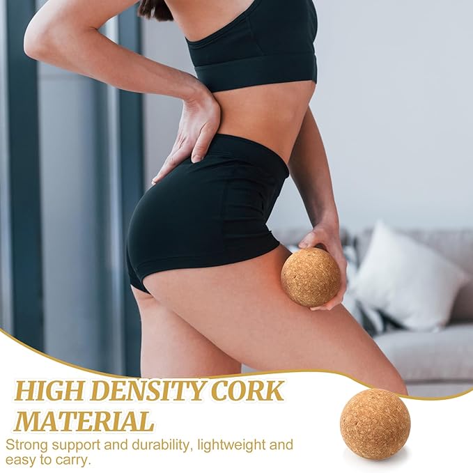 7 Pcs Cork All in One Yoga Essentials Kit Large Cork Yoga Mat and Blocks Set with Carry Strap and Alignment Lines 2 Pcs Massage Balls 10ft Stretch Strap for All Levels
