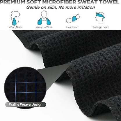 Microfiber Gym Towels for Working Out, Quickly Dry Yoga Towels for Men & Women Tennis, 16 Inch x 27 Inch, 3Pack - 16 * 27Inch, Black
