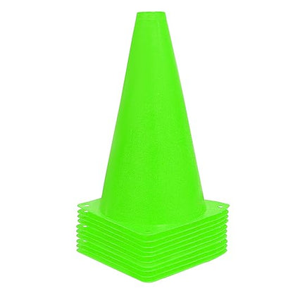 Alyoen 9 inch Traffic Cones, Plastic Sport Cones, Green Soccer Training Cones for Outdoor Activity & Festive Events (Sets of 10/15/ 20)