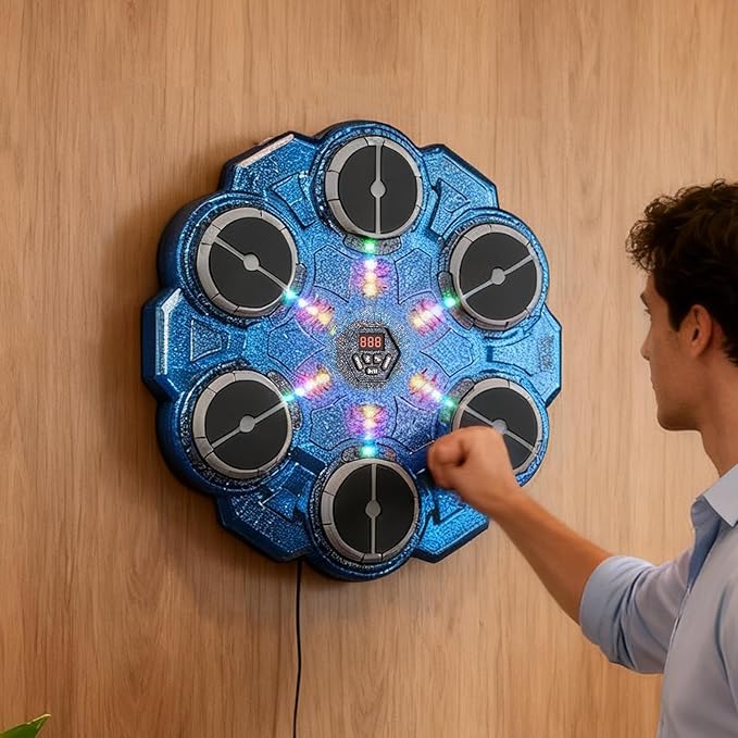 Music Boxing Machine - 9 Speed Wall Mounted Puncher, Rhythm Training Pad, Smart Boxing Traineing Machine with Gloves | Smart Light Reaction Board for Adults Boys Gym Workout Fitness Indoor