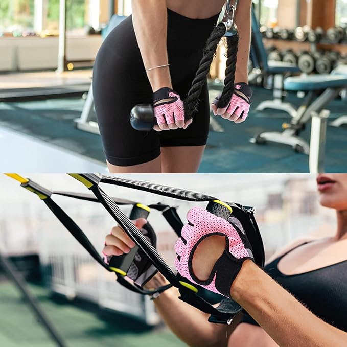Weight Lifting Gloves for Men Women Gym Half-Finger Glove with Anti Slip Palm Hand Protection for Workout Training, Fitness, Hanging, Pull up, Cycling, Exercise