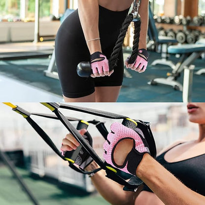 Weight Lifting Gloves for Men Women Gym Half-Finger Glove with Anti Slip Palm Hand Protection for Workout Training, Fitness, Hanging, Pull up, Cycling, Exercise