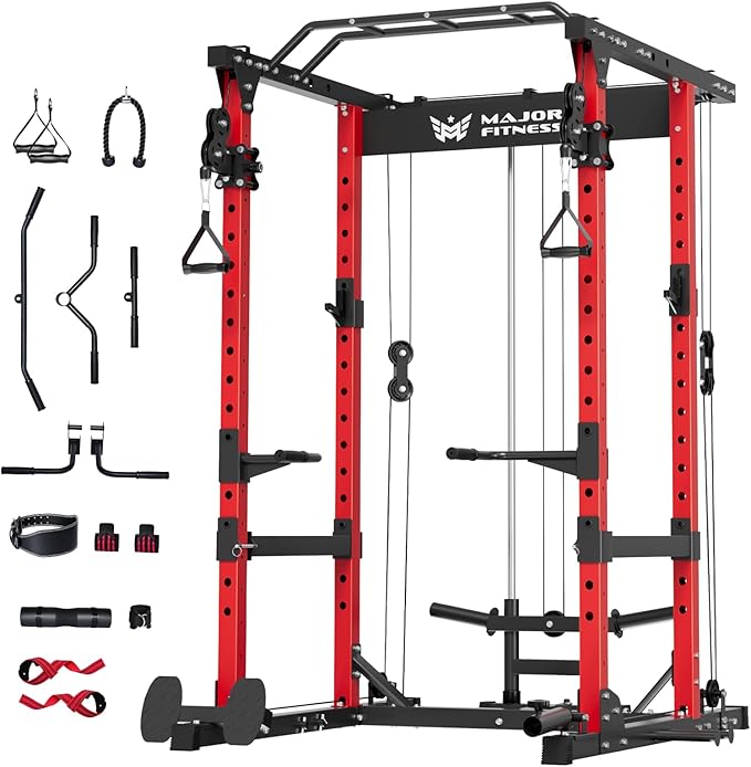 MAJOR FITNESS Drone1 Power Cage - Multi-Function Power Rack for Home Gym, Squat Rack, Cable Crossover System, for Strength Training