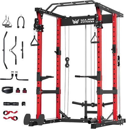 MAJOR FITNESS Drone1 Power Cage - Multi-Function Power Rack for Home Gym, Squat Rack, Cable Crossover System, for Strength Training