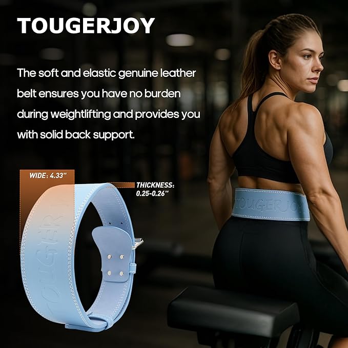 Women's Weight Lifting Belt 4 Inch Wide, Gym Powerlifting Belt for Women with Padded Lumbar Support, Adjustable Fitness Belt for Deadlift, Squats, Cross Training & Workout