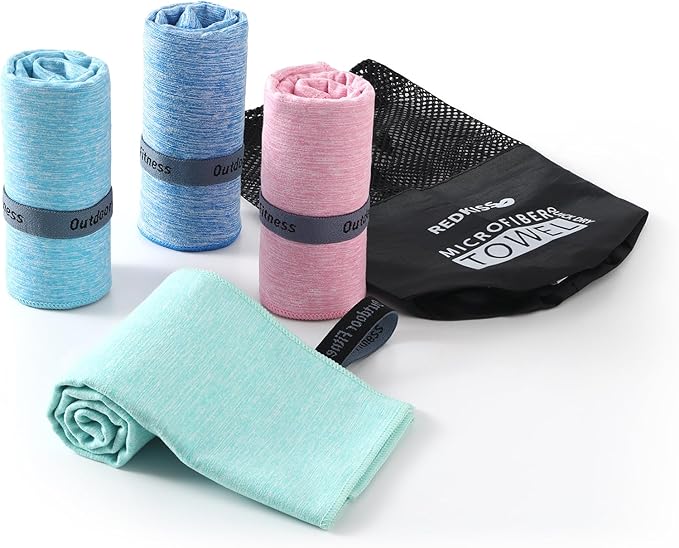 Cooling Towels for Neck and Face - 4 Pack Microfiber Gym Towels Set, 39" x 11" Microfiber Absorbent Towel for Sports Fitness, Yoga, Super Soft and Quick-Drying Gym Towels for Women Men, Multicolor