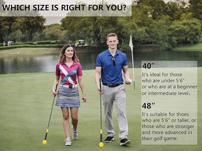 Golf Swing Trainer Aid 48"/40" Warm-Up Stick for Strength Flexibility Tempo Training Golf Practice Aid with Weighted Head Swing Corrector for Men Women
