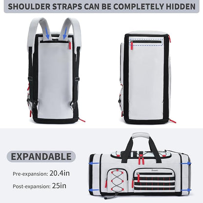 Bosstin Gym Bag for Men & Women, 45L Travel Duffle Sports Duffel Bag Gym Weekender Overnight Backpack with Shoe Compartment (Grey)