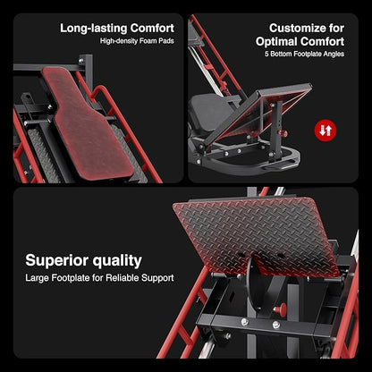 Dripex Leg Press Machine, Leg Press Machines for Home Gym, Professional Leg Press Hack Squat Machine Combo with 4 Weight Plate Storage Holders for Full Lower Body Workout - Weight Plates Not Included