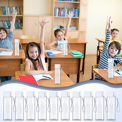 Nuogo 20 Pcs Water Bottles Bulk 17 oz Plastic Sports Water Bottles for Kids Adults Reusable Leak Proof Portable Large Drinking Cups for School Outdoor Gym Travel Fitness(White)