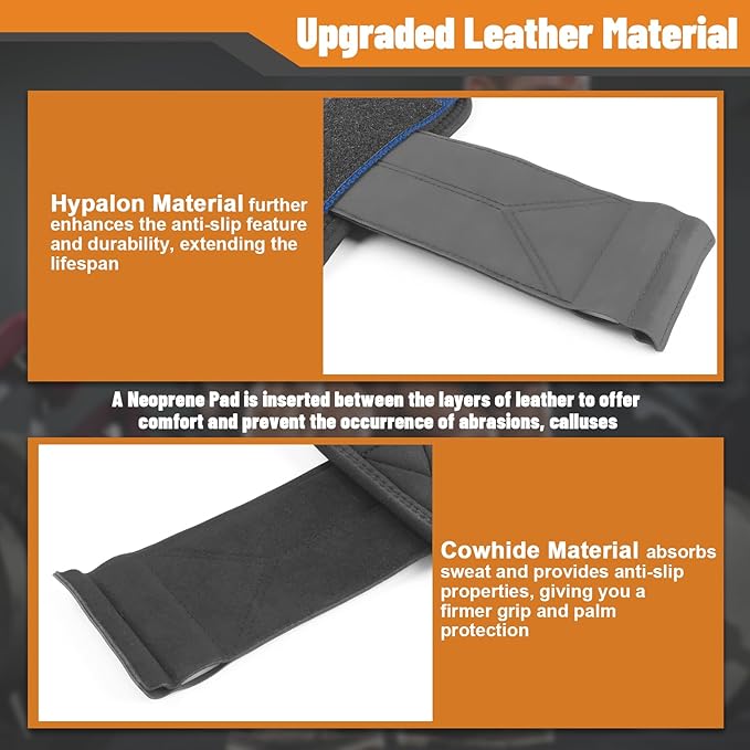 Wrist Straps for Weightlifting, Dual-Layer Leather Lifting Straps for Deadlifts and Powerlifting with Adjustable Neoprene Padded Wrist Wraps Support, Gym Lifting Straps for Men and Women (Pair)
