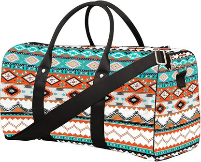 Travel Duffel Bag Western Aztec Sport Tote Gym Bag Waterproof Foldable Carryon Weekend Overnight Training Handbag Sports Duffle Bags for Women Men Boys Girls,A-1