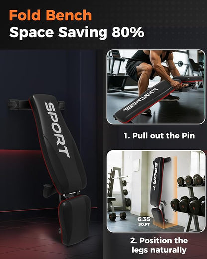 Smith Machines Home Gym with Bench, Squat Rack with Weight Bar, Dual LAT Pull-Down Systems & Cable Crossover Machine for Full-Body Workouts Training, Red & Black