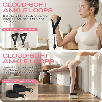 Pilates Bar Kit with Resistance Bands – Adjustable Home Gym Workout Equipment for Women & Men – Portable Pilates Equipment for Squats, Yoga & Full Body Toning