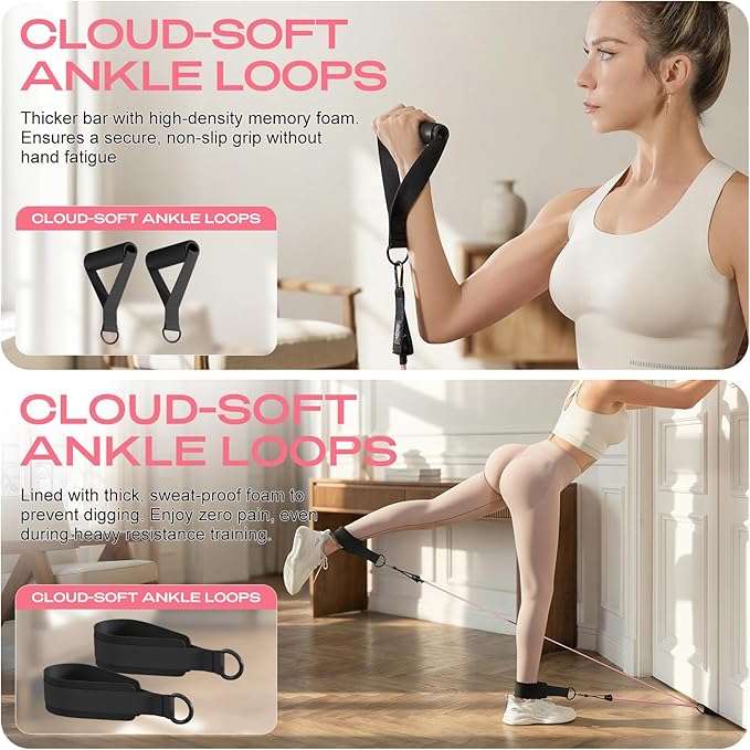 Pilates Bar Kit with Resistance Bands – Adjustable Home Gym Workout Equipment for Women & Men – Portable Pilates Equipment for Squats, Yoga & Full Body Toning