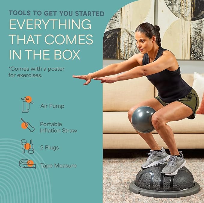 Lifepro Half Balance Ball Trainer - Stability Ball for Exercise, Full-Body Workouts, Home Gym, and Physical Therapy - Horizon Balance Ball Half Non-Slip Equipment for Balance Training