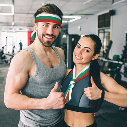 Bulgarian Flag Unisex sports headband, sweat-absorbent tie-on headband, suitable for fitness, sports, running, cycling, hiking, yoga.