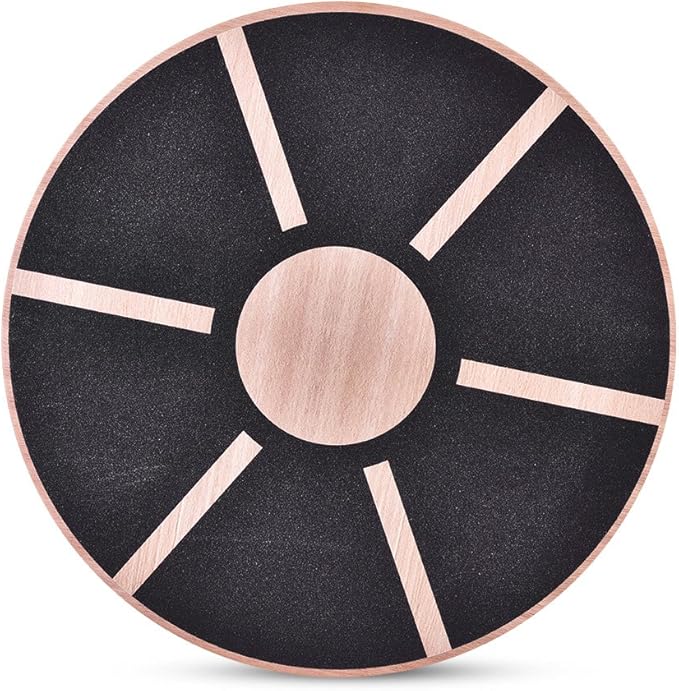 Anti Slip Wooden Wobble Balance Board Fitness Training Rehabilitation Exercise Equipment for Home Gym Office Use Sturdy Wood Plastic Base 39.5cm Diameter 150kg Max Load