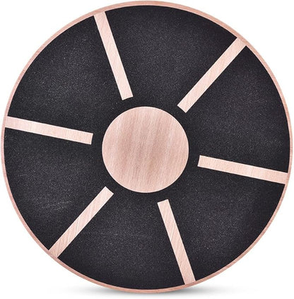 Anti Slip Wooden Wobble Balance Board Fitness Training Rehabilitation Exercise Equipment for Home Gym Office Use Sturdy Wood Plastic Base 39.5cm Diameter 150kg Max Load