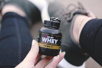 OnMyWhey - Protein Powder and Supplement Funnel Keychain, Portable to-Go Container for The Gym, Workouts, Fitness, and Travel - TSA Approved, Classic 3-Pack