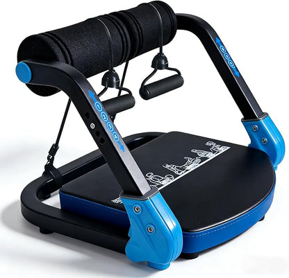 Ab Machine, Sit Up Exercise Equipment & Core Machine, Home Workout Equipment, Adjustable Ab Trainer, with 3 Resistance Levels & 2 Elastic Rope