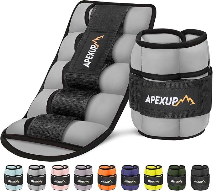 APEXUP 10lbs/Pair Adjustable Ankle Weights for Women and Men, Modularized Leg Weight Straps for Yoga, Walking, Running, Aerobics, Gym, Physical Therapy