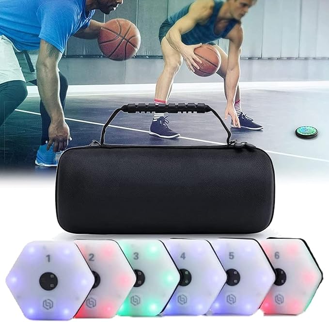 Agile Reaction Training Lamp Set, LED Flash Reflex Training Equipment, Portable Smart Agile Fitness Light with 6 Light Colors, Automatic Brightness Adjustment, 270 Degrees Viewing Angle,6Lights