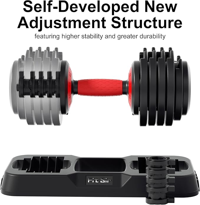 Adjustable Dumbbell Set, 10-in-1 25LB/55LB Ajustable Dumbbells with Safe Locking System, Enclosed Storage Tray, 1 Sec Fast Adjustment, Comfortable Non-Slip Textured Grip, Suitable for Home Gym Workouts Men and Women