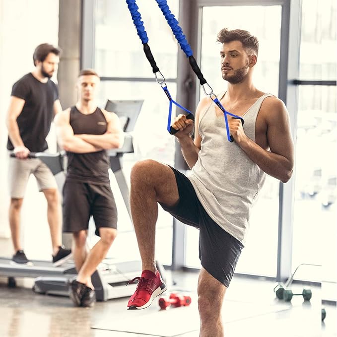 Coolrunner 2 Pair Resistance Band Handles Grips Fitness Strap Wide Design Heavy Duty Cable Handles with Solid ABS Cores, Heavy Gauge Welded D-Rings (4-Piece Set)