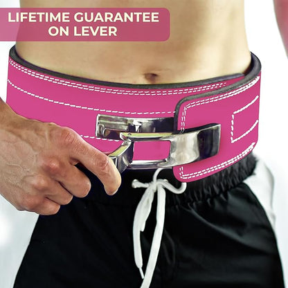 Flexz Fitness Lever Weight Lifting Belt Leather - 10MM 13MM Powerlifting Gym Belts for Men & Women - Lower Back Support for Weightlifting Deadlifts Squats Heavy Duty IPF Bodybuilding