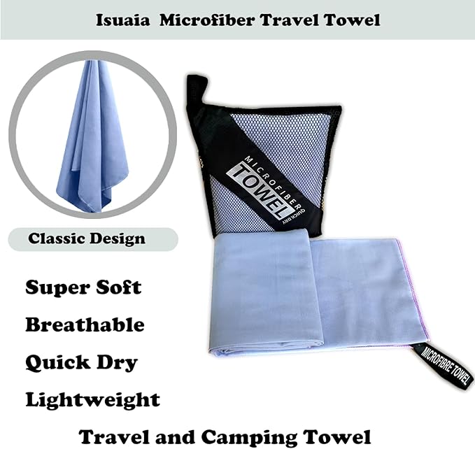 Reusable Quick Dry Beach Towels,Microfiber Travel Towel,Compressed Lightweight Bath Towel for Beach Hiking Gym Yoga Travel Sports Swimming Camping(Light Purple, 30"*60")