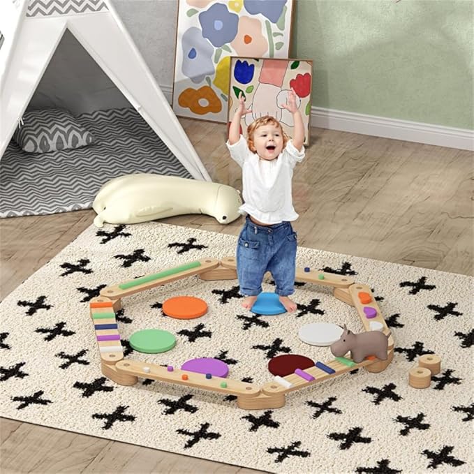 Wooden Balance Training System for Coordination Development and Active Movement Practice with Modular Design