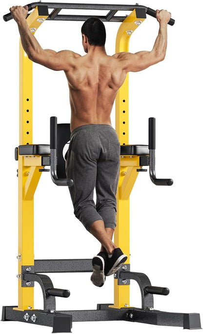 soges Pull Up Bar Dip Station, Power Tower with A Backrest, Adjustable Height Pull Up Bar Stand, Multi-Function Home Gym Strength Training