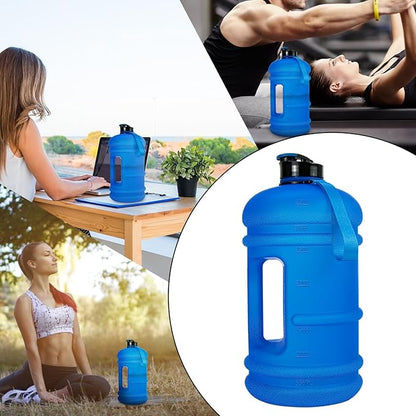 TOOFEEL 1 Gallon Water Bottle,Leakproof,Bpa Free,Dishwasher Safe,128 oz Large Water Jug wiht Handle,Travel & Camping & Sports & Gym Water Bottle For Men and Women - Matte Dark Blue