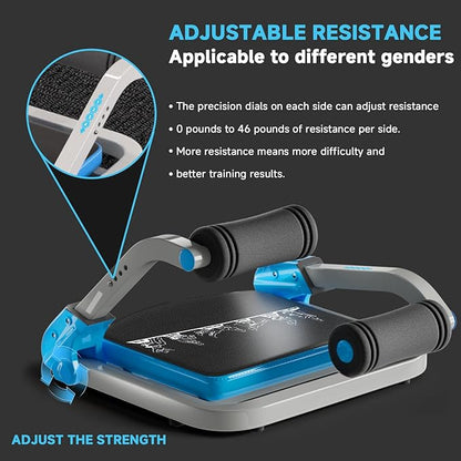 Ab Trainer/Crunch Machine, Ab Workout Equipment, 4 Adjustable Resistance, Ab Machine for Stomach Workout, 350 LBS Weight Capacity, Automatic Rebound, Ab Core Machine,Fitness Equipment for Home