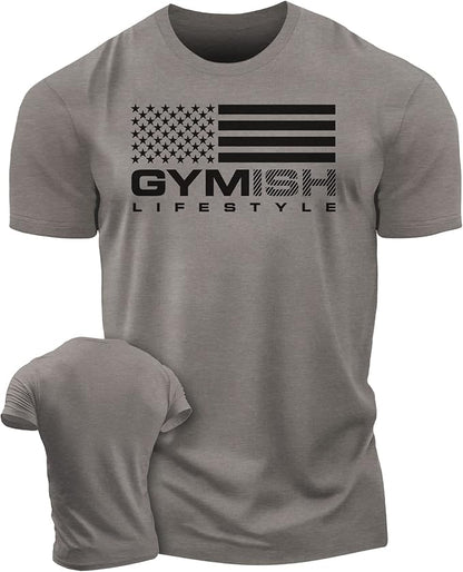Gymish American Flag Graphic Fitness Tank, Sleeveless Bodybuilding Athletic Tank Top