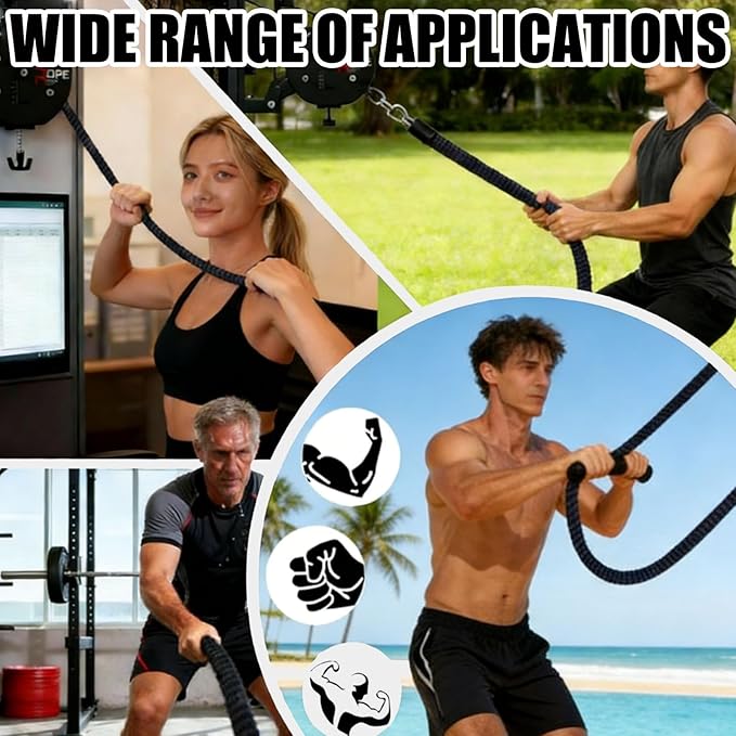 Gym Endless Rope Trainer Machine,Commercial Cable Pulley System for Home, Full-Body Workout Tool,Rope Climbing Machine for Upper Limbs,Grip, Arms, Back, Body Coordination Exercises