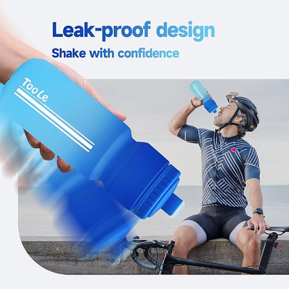 24oz Bike Water Bottle, Squeeze Water Bottle Leakproof BPA Free with Capacity Scale w/Pull Top Lid, Reusable, for Bicycle, Gym,Camping, Hiking 2 Pack