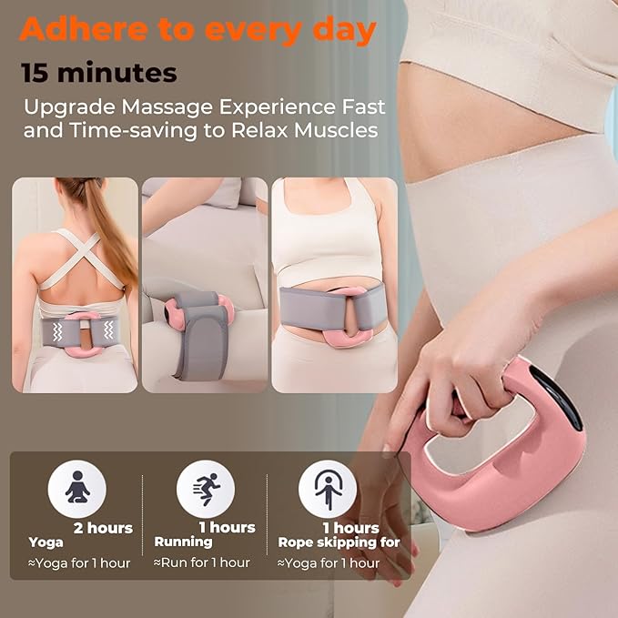Deep Tissue Percussion Muscle Massage Gun: with Heat, Adjustable Intensity and Speed, Super Quiet, USB-C Rechargeable, Portable, Pain Relief for Athletes and Everyone, Ideal Gift（Pink）