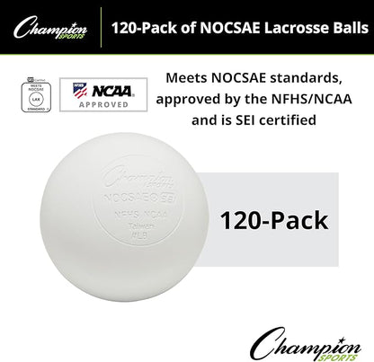 Champion Sports Lacrosse Balls – Official Size SEI Certified, Multi-Color Packs of 3, 6, or 12 for Practice & Games