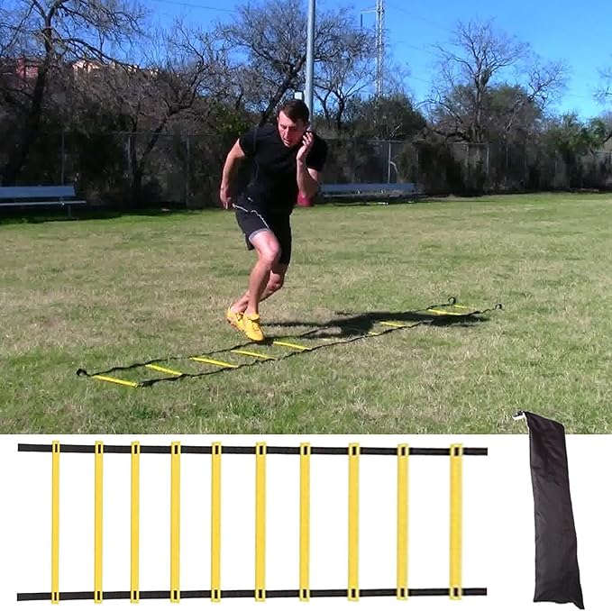Speed Ladder - Agility Lader, Training Rope | Soccer, Tennis, Badminton Sports Laddr for Quick Footwork with Storage Bag, Easy Set-up Workout Gear for Players, Kids, Adults, Coaches Professional Fit