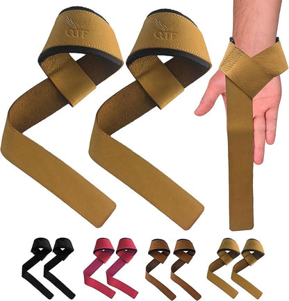 Genuine Leather Lifting Straps, Wrist Assistance for Heavy Pulls, Weightlifting Bodybuilding, Gym, Fitness Accessories, Strength Training, Powerlifting, & Deadlifts