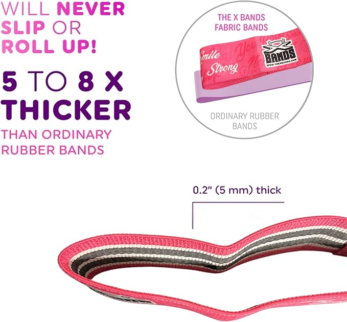 The X Bands Exercise Resistance Bands - Non-Slip Extra Thick Fabric Hip Loop Booty Bands - 20, 30, 40, 50 lb - Fitness Workout for Legs, Butt Training, Stretching, Yoga