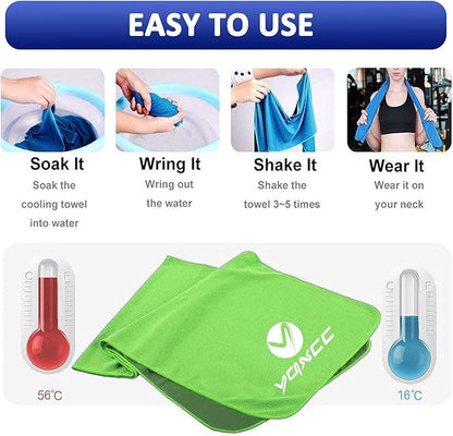 YQXCC Cooling Towels | 4 Pack 40"x12" | Cool Cold for Neck | Microfiber Soft Breathable Chilly | for Yoga, Golf, Gym, Camping, Running, Workout & More Activities