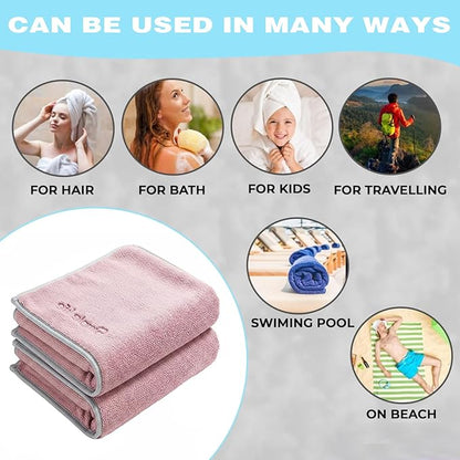 2-Pack Microfiber Bath Towels (27x54 Inches) - Ultra Soft & Quick Dry, 3X Absorbency, Lightweight for Gym, Yoga, Travel & Spa - Perfect for Home, Fitness & Post-Workou