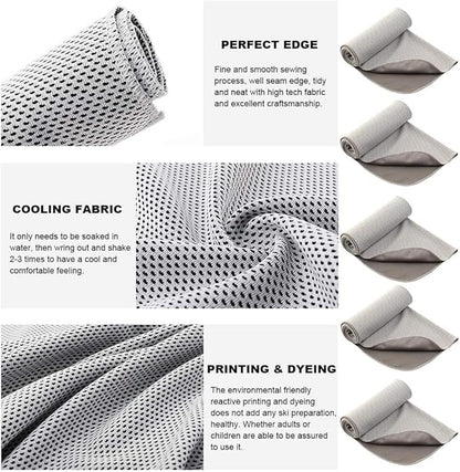 Peicees 10 Pack Microfiber Cooling Towels for Neck Sports Gym Workout Cooling Towel, 40x12 Inches Fast Drying Super Absorbent Compact Lightweight for Climbing Camping Travel Beach
