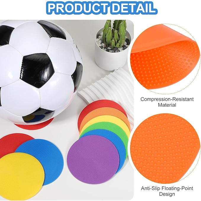 PATIKIL Spot Markers, Non-Slip Floor Dots Agility Markers Flat Field Cones Poly Dot