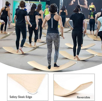 Gentle Monster Wobble Balance Board, Wooden Montessori Toy Rocker Board Natural Wood Kids Toddler Open Ended Learning Toy Yoga Curvy Board for Adult Office Classroom Christmas Gifts