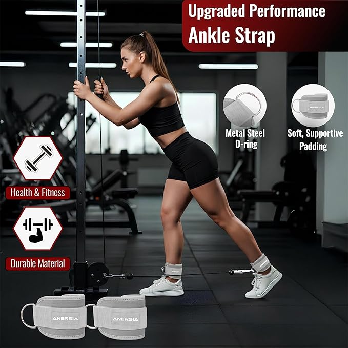 10 in 1 Barbell Pad Set for Squats & Hip Thrust – Barbell Pad with Resistance Bands, Lifting Straps, Ankle Straps & Barbell Clamps – Weightlifting Accessories Kit for Home Gym